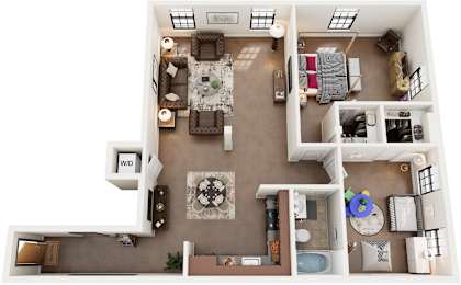 2 Bed 1 Bath Floor Plan | 1,074 Sq. Ft. at Mayton Transfer Lofts in Petersburg, Virginia