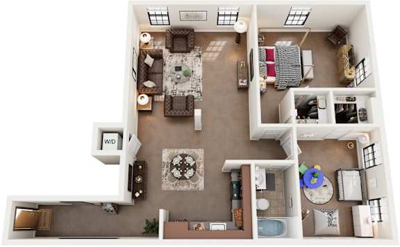 2 Bed 1 Bath Floor Plan | 1,074 Sq. Ft. at Mayton Transfer Lofts in Petersburg, Virginia
