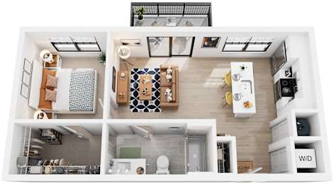 1 Bed 1 Bath Floor Plan | 714 Sq. Ft. at Tapestry West, VA, 23230