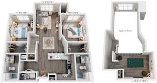 2 Bed 2 Bath Floor Plan | 1,232 Sq. Ft. at Streets of Greenbrier, Chesapeake, Virginia, 23320