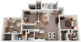 3 Bed  2 Bath Floor Plan | 1,362 Sq. Ft. at Huntington Chase Apartments, Warner Robins, GA 31088
