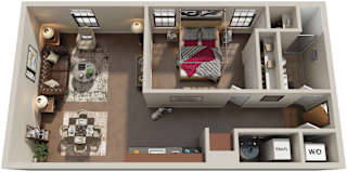 1 Bed 1 Bath Floor Plan | 661 Sq. Ft. at Mayton Transfer Lofts in Petersburg, 23803
