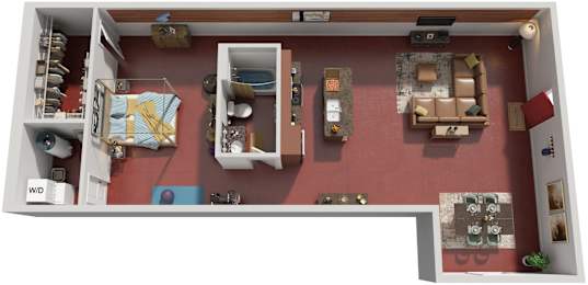 Studio 1 Bath Floor Plan | 1,040 Sq. Ft. at Skyloft in North Carolina 28803