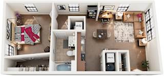 1 Bed 1 Bath Floor Plan | 651-689 Sq. Ft. at Mayton Transfer Lofts in VA 23803