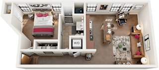 1 Bed 1 Bath Floor Plan | 663 Sq. Ft. at Mayton Transfer Lofts in Petersburg, VA 23803