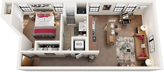1 Bed 1 Bath Floor Plan | 663 Sq. Ft. at Mayton Transfer Lofts in Petersburg, VA 23803