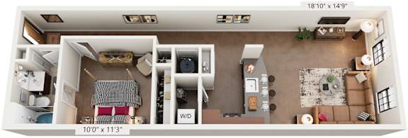 1 Bed 1 Bath Floor Plan | 702 Sq. Ft. at Mayton Transfer Lofts in Petersburg, VA