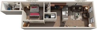1 Bed 1 Bath Floor Plan | 665  Sq. Ft. at Mayton Transfer Lofts in Petersburg, Virginia 23803