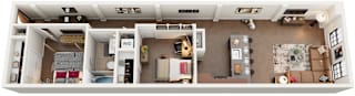 2 Bed 1 Bath Floor Plan | 951 Sq. Ft. at Mayton Transfer Lofts in Virginia 23803