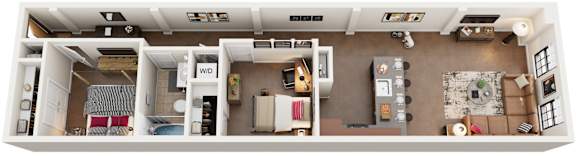 2 Bed 1 Bath Floor Plan | 951 Sq. Ft. at Mayton Transfer Lofts in Virginia 23803