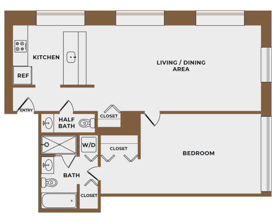 A19 - 1Bed 1 Bath - The Broderick - 2D