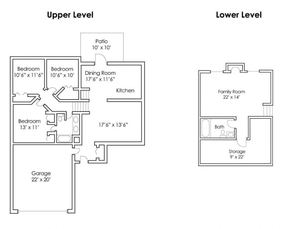 Floor Plan  3 Bedroom 2 Bath Twinhome