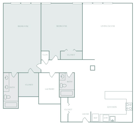 Harbor Hill Apartments floor plan B14 - 2 bed 2 bath - 2D