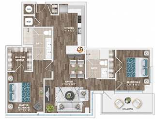 B1B Floor Plan at Sinclaire on Seminary, Alexandria, 22311