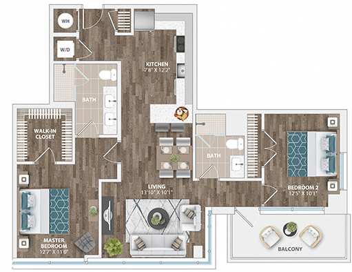 B1B Floor Plan at Sinclaire on Seminary, Alexandria, 22311