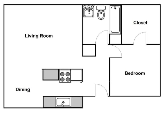 medium one bedroom floor plan at greenbriar village apartments in portland, oregon