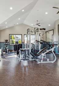 the gym is equipped with cardio equipment and state of the art equipment