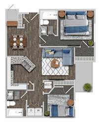 2B2B Floor Plan at Magnolia Pointe, Georgia, 30096