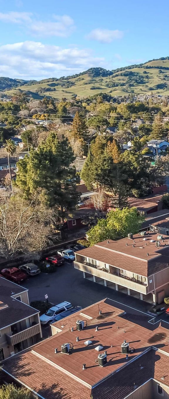aerial view of apartments