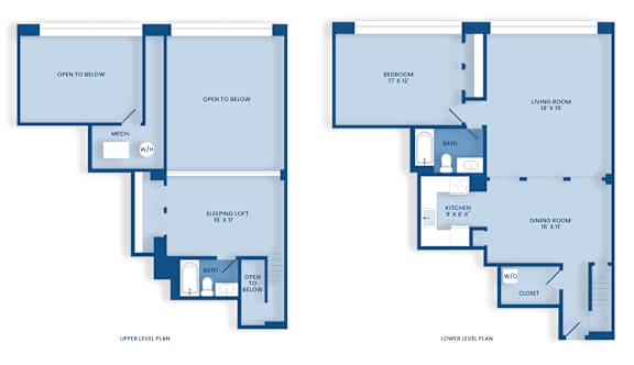 blueprint of two floor plans of an apartment building