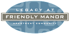 A logo for Legacy at Friendly Manor Apartment Community.