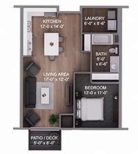  Floor Plan 1 Bedroom 1 Bath