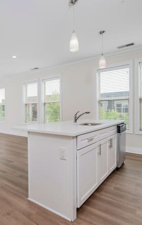 a kitchen and dining area in a 555 waverly unit
