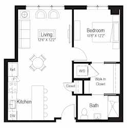 A1 Floor Plan at Rialto, Washington, DC