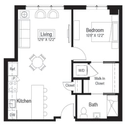 A1 Floor Plan at Rialto, Washington, DC
