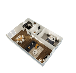 a floor plan of a house with a bedroom and a living room