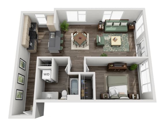 Traditional 1bd 1ba - A Floor Plan at Mural, Seattle, 98116