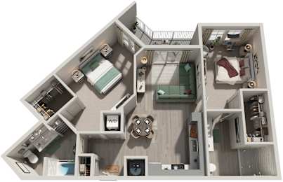 2 Bed 2 Bath Floor Plan | 1,120 Sq. Ft. at Lyric at Norton Commons Apartments, Prospect, KY 40059