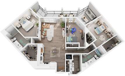 3 Bed 2 Bath Floor Plan | 1,623 Sq. Ft. at Canopy at Ginter Park Apartments in Richmond, Virginia