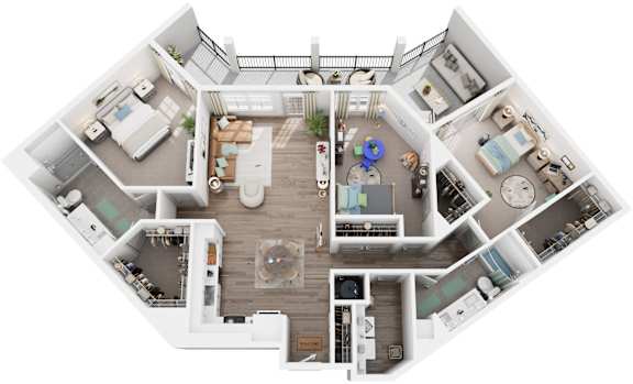 3 Bed 2 Bath Floor Plan | 1,623 Sq. Ft. at Canopy at Ginter Park Apartments in Richmond, Virginia
