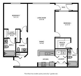 Regency Park Apartments Two Bedroom Double Master Floor Plan