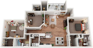 3 Bed  2 Bath Floor Plan | 1,362 Sq. Ft. at Huntington Chase Apartments, Warner Robins, GA