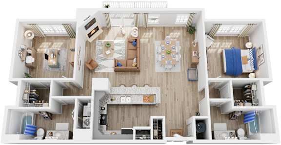 2 Bed 2 Bath Floor Plan | 1,303 Sq. Ft. at Saltmeadow Bay, VA, 23451