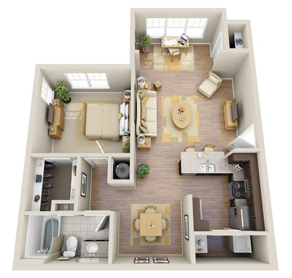 one bedroom one bath.