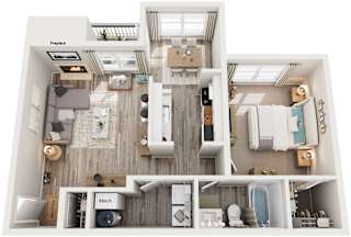 1 Bed 1 Bath Floor Plan | 650 Sq. Ft. at Hunters Chase Apartments, Midlothian, VA 23112