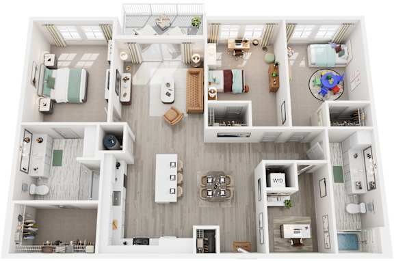 3 Bed 2 Bath Floor Plan | 1,437 Sq. Ft. at Lyric at Norton Commons Apartments, Kentucky 40059