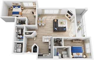 2 Bed 2 Bath Floor Plan | 1,357 Sq. Ft. at Saltmeadow Bay, Virginia, 23451