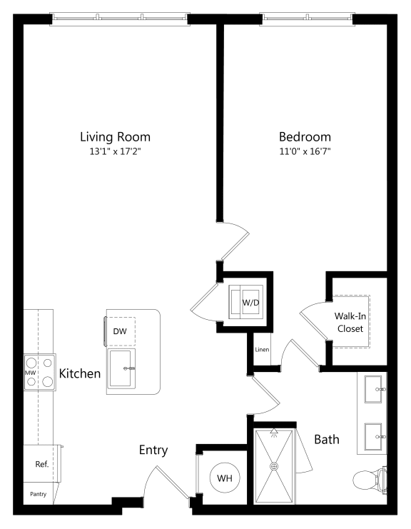 One Bedroom Floor Plan One Bedroom Floor Plan at Parc at White Rock Luxury Apartments in Dallas