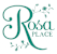 A logo with the name "Rosa Place" in a stylized font with a floral design.