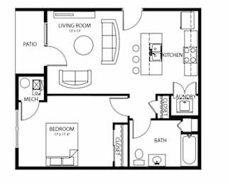 A2 1Bed 1Bath-a at Melbourne Apartments, Georgia