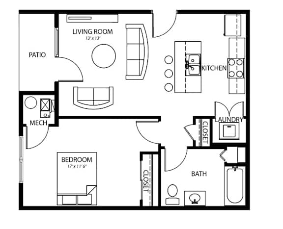 A2 1Bed 1Bath-a at Melbourne Apartments, Georgia