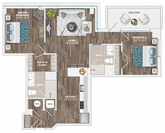 B3B Floor Plan at Sinclaire on Seminary, Alexandria