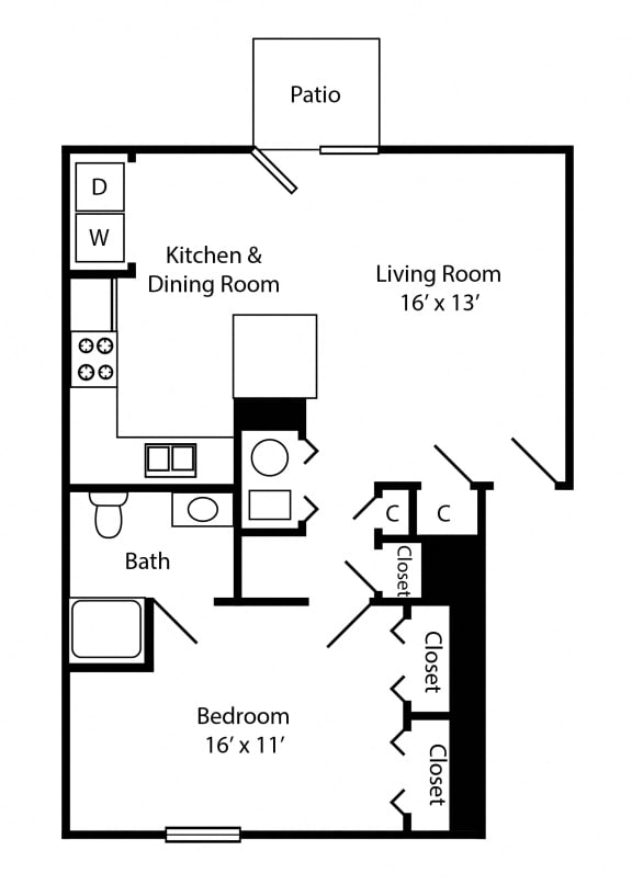 Floor Plan 1 Bed 1 Bath Accessible Apartment