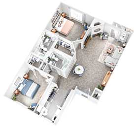 2Bedroom 2Bath Floor Plan at Sand Creek Woods Apartments, Fishers, Indiana