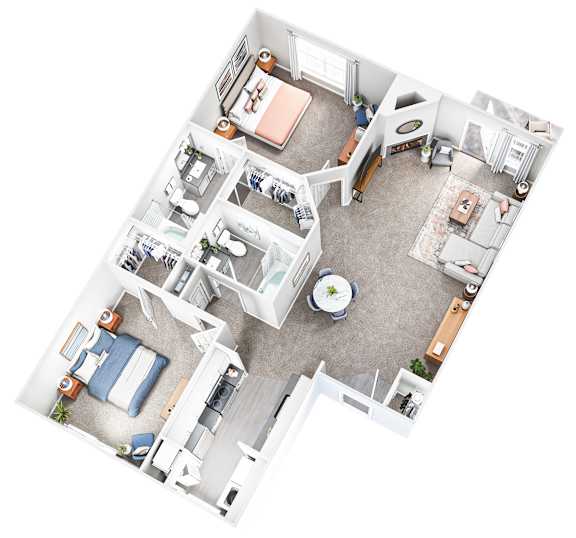 2Bedroom 2Bath Floor Plan at Sand Creek Woods Apartments, Fishers, Indiana