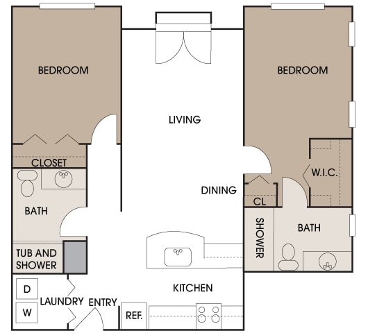 Centre Pointe Apartments - B1 - 2 bedrooms and 2 bath